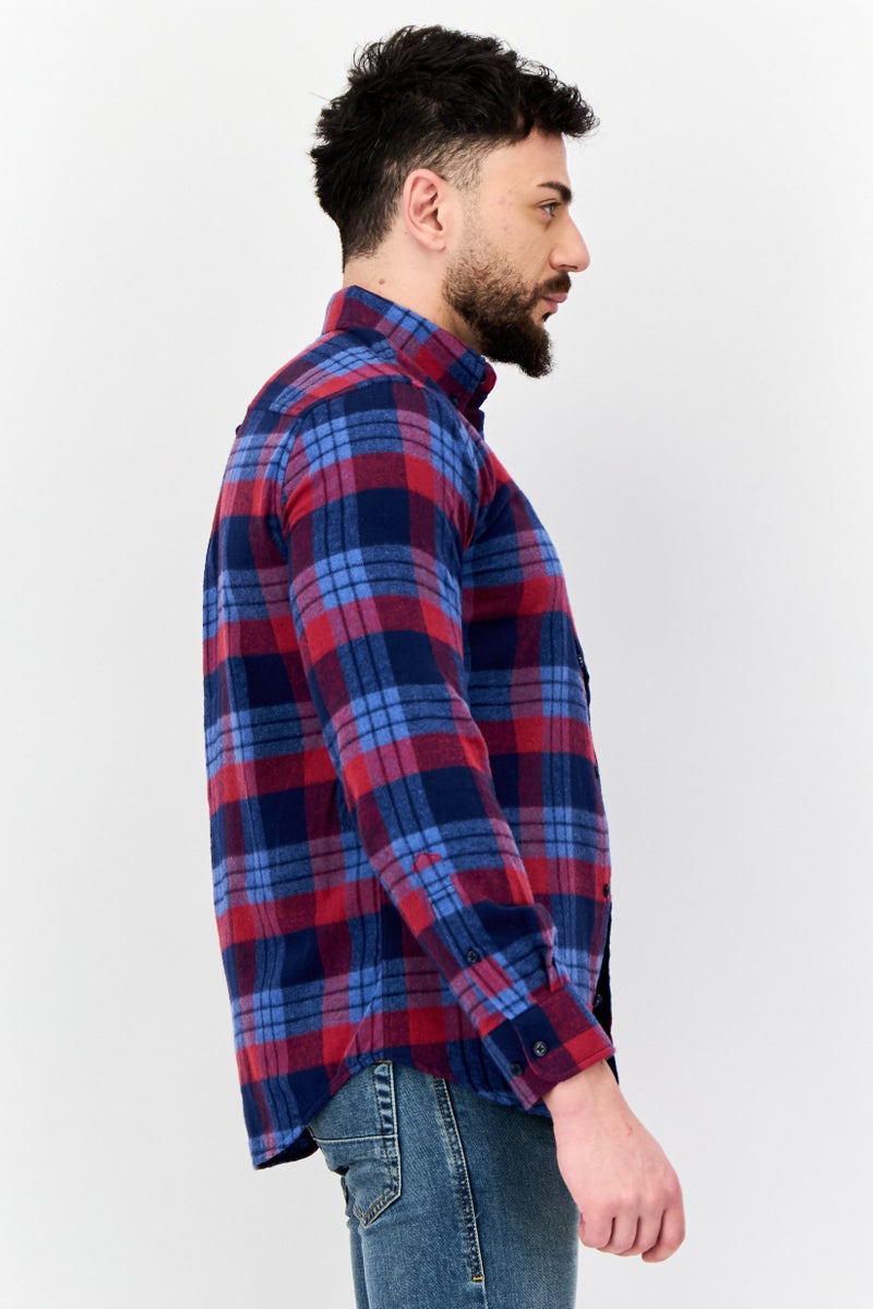 Chaps قميص رجالي عادي بقصة مريحة بأكمام طويلة ومربعات، متعدد الألوان - Image 4